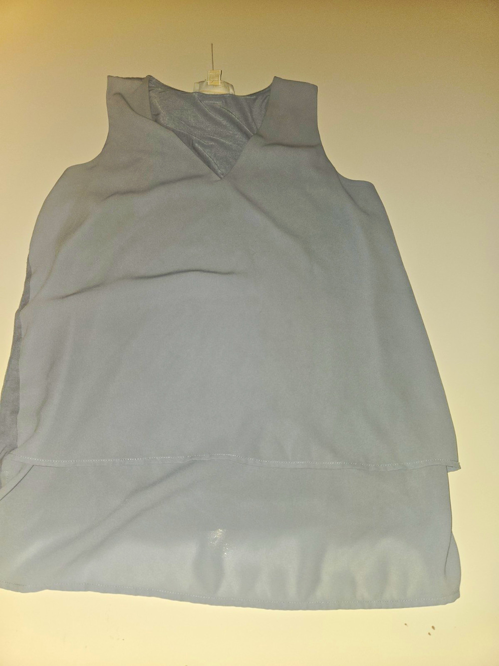 MICHAEL Michael Kors Womens M Blue Gray Sleeveless V Neck Layered Blouse Top